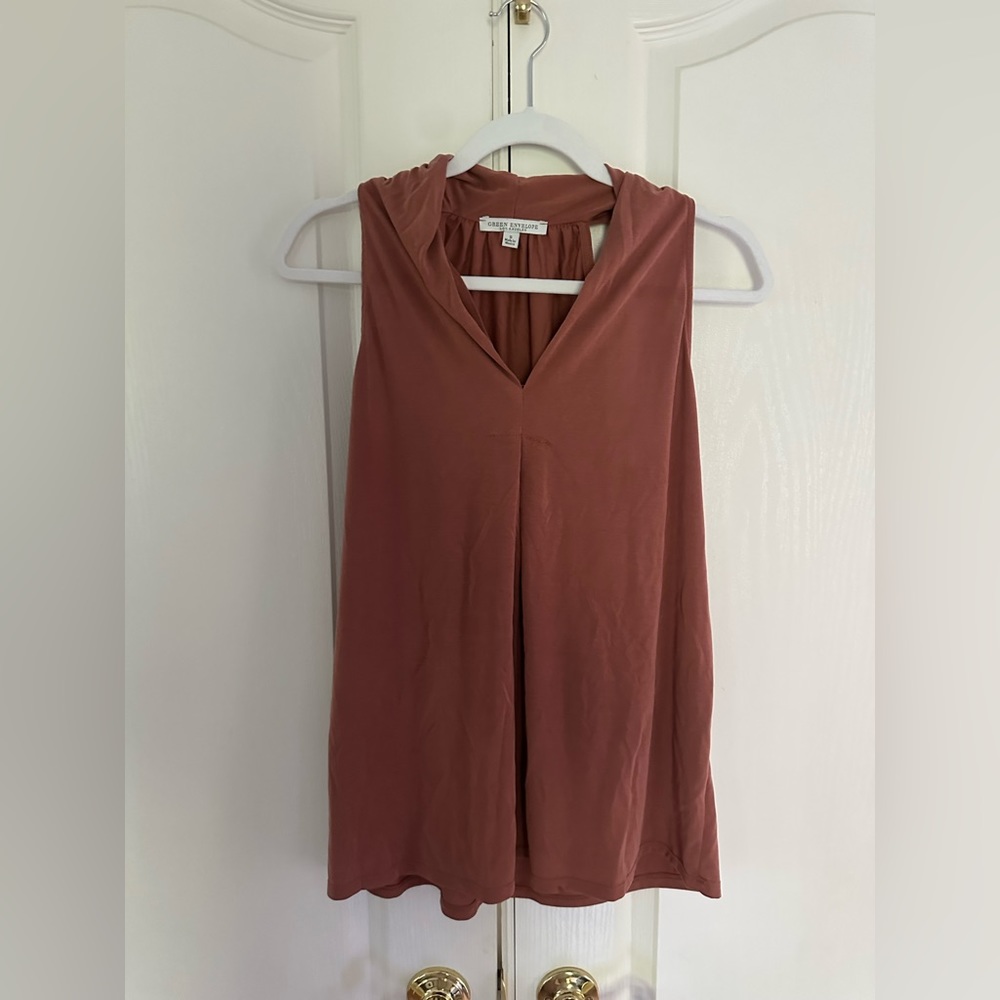 Burnt Orange V-neck Blouse Tank S